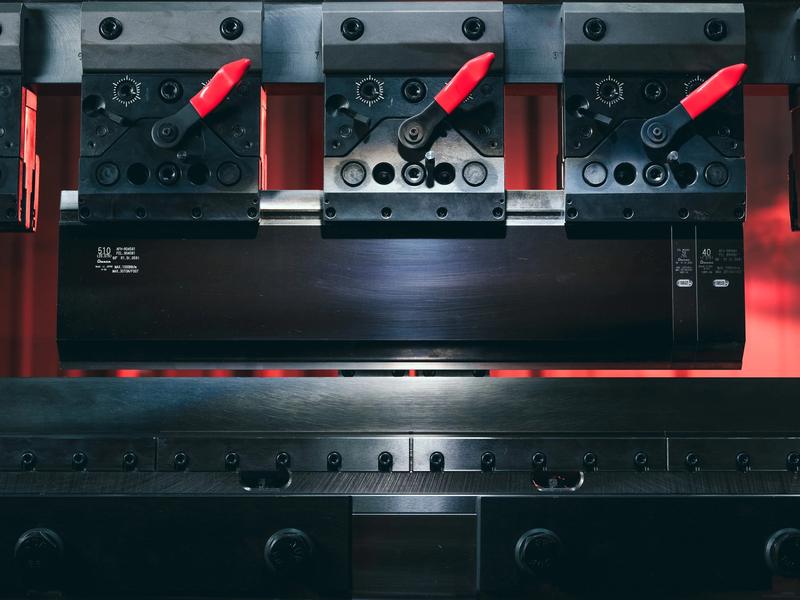 Press brake tooling and punches set up in the machine